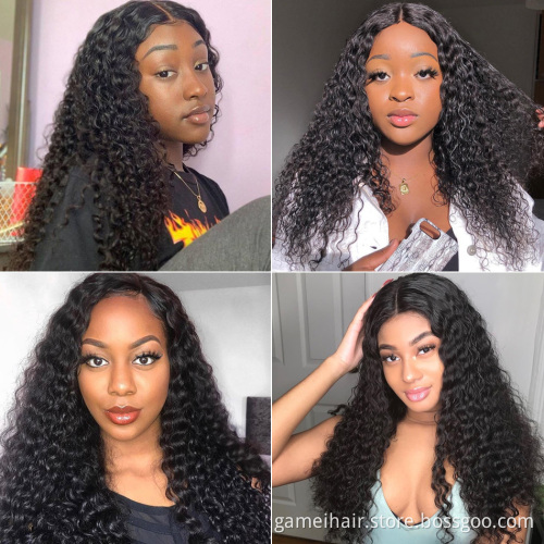 New Brazilian Deep Wave Human Hair Wigs 4x4 Lace Closure Wig 13x4 360 Water Curly Lace Frontal Hair Wigs For Women